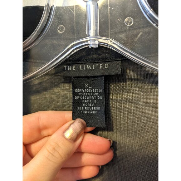 The Limited Black Mesh Beaded Blouse Sheer Button Up Gothic Whimsygoth XL - Picture 12 of 12